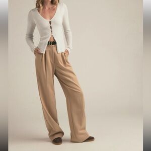 NWT FAVORITE DAUGHTER THE FAVORITE PANT PLEATED TAN WIDE LEG TROUSER PANTS SZ 12